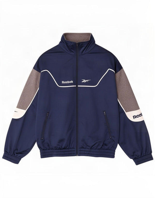 Reebok Herre grafisk træningsdragt topjakke lille marineblå farveblok