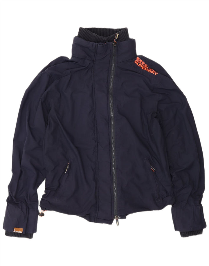 Superdry Womens The Windcheater regnjakke UK 18 XL marineblå nylon