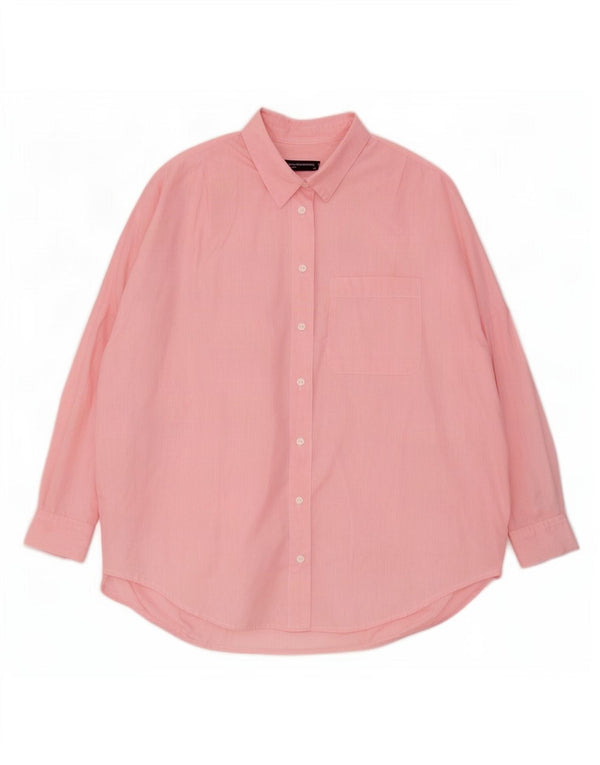 French Connection skjorte med 3/4 ærmer til kvinder UK 10 Small Pink Pinstripe