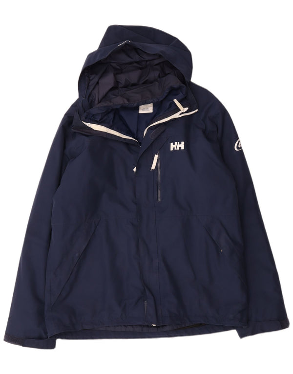 Helly Hansen Herre Hooded Windbreaker Jacket UK 42 XL Navy Blue Polyester