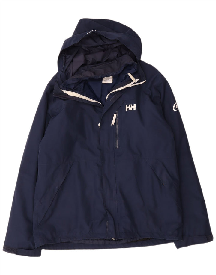 Helly Hansen Herre Hooded Windbreaker Jacket UK 42 XL Navy Blue Polyester