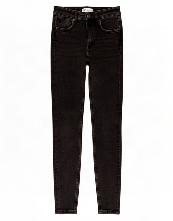 Zara Dame Skinny Jeans EU 34 2XS W24 L27 Sort Bomuld