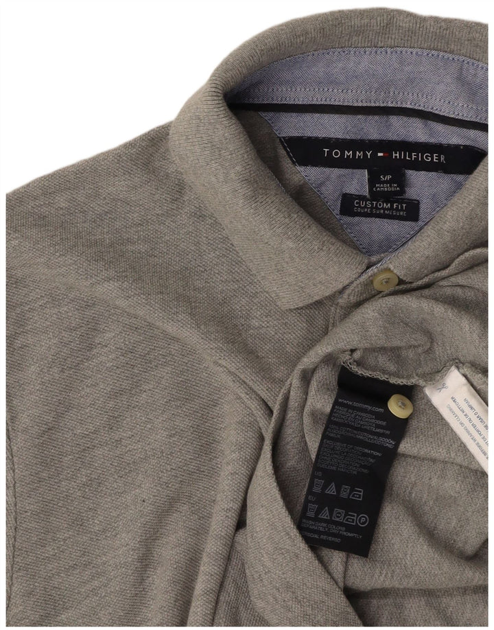 TOMMY HILFIGER Herre Custom Fit poloshirt, lille grå bomuld