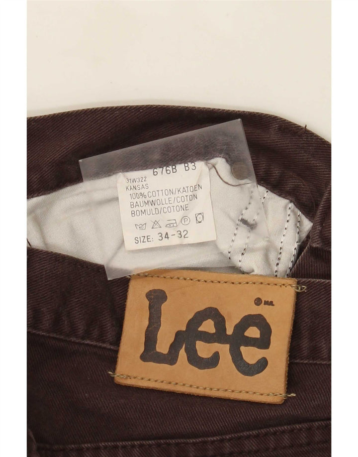 Lee Mens Kansas Straight Jeans W34 L32 Brun Bomuld