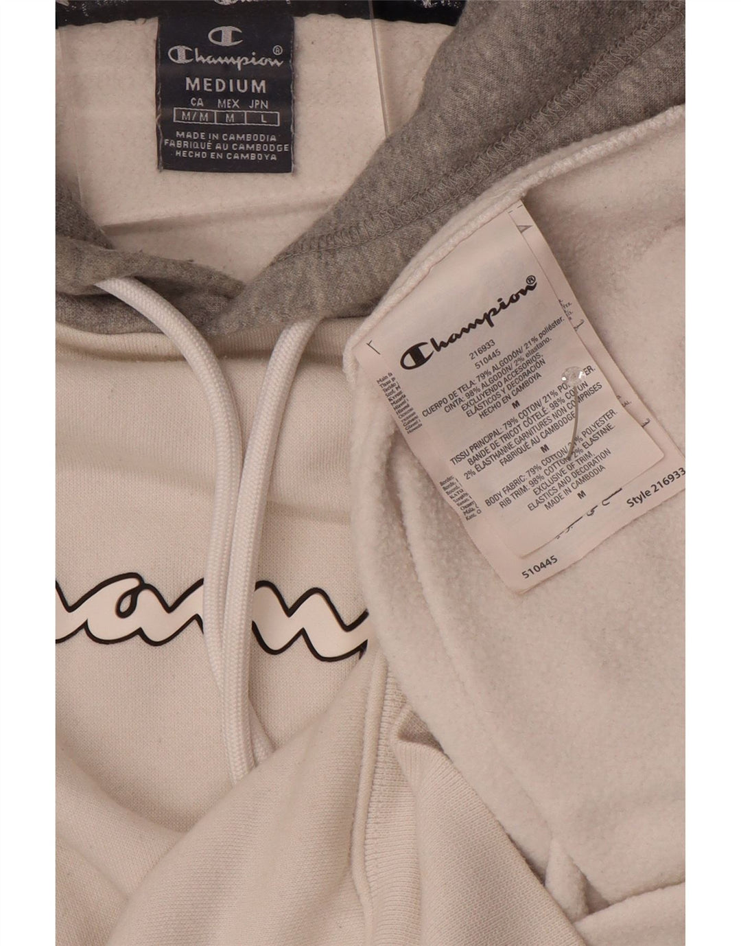 Champion Herre grafisk hættetrøje Jumper Medium White Colourblock Bomuld
