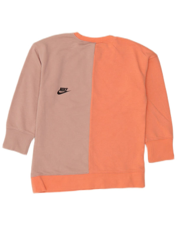 Nike Girls Graphic Sweatshirt Jumper 6-7 år XS Pink Colourblock Bomuld