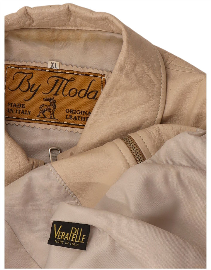 Vintage læderjakke til kvinder UK 18 XL beige læder