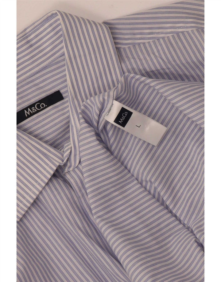 M&Co Herre Regular Fit skjorte, stor blå stribet bomuld Classic