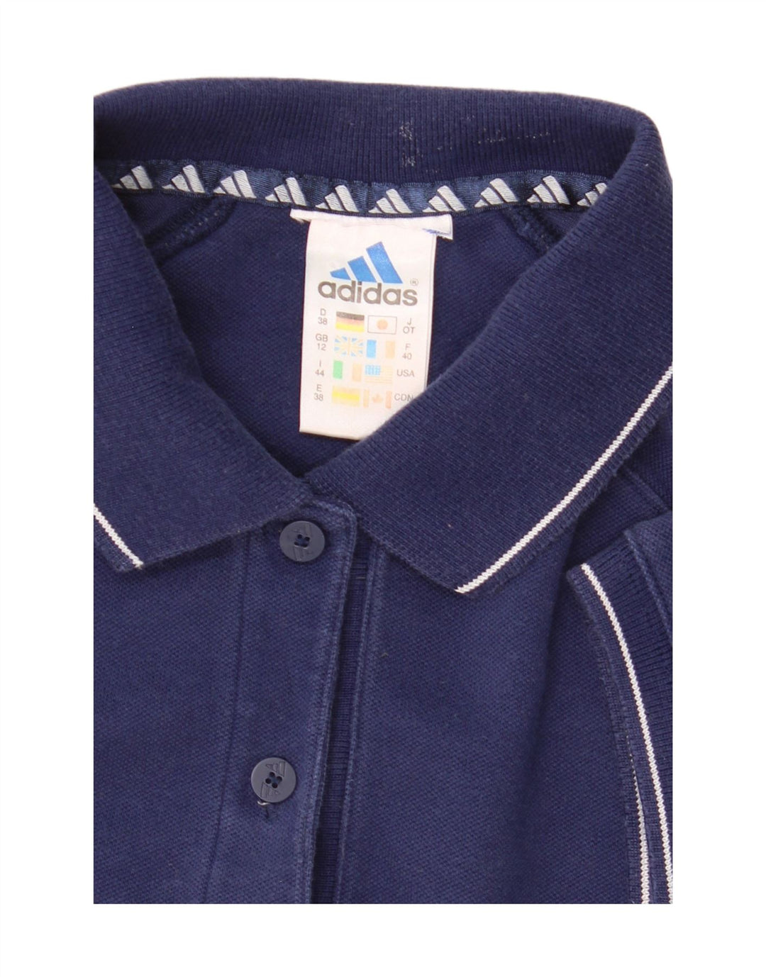 Adidas Dame Polo Shirt UK 12 Medium Navy Blue Bomuld