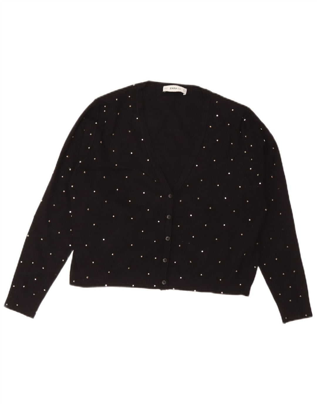 Zara Bolero Jumper UK 12 Medium Sort Plettet Viscose
