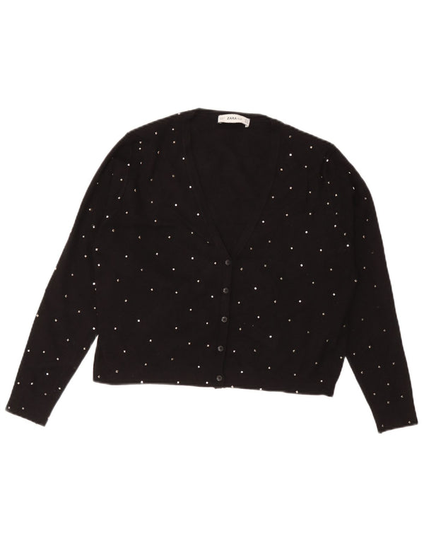 Zara Bolero Jumper UK 12 Medium Sort Plettet Viscose