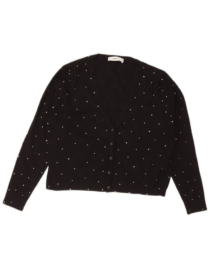 Zara Bolero Jumper UK 12 Medium Sort Plettet Viscose