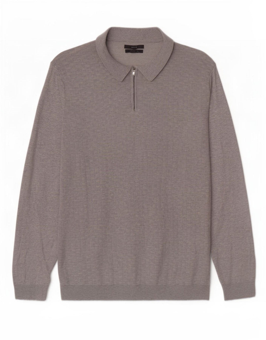 Marks & Spencer Herre Polo Neck Jumper Sweater 2XL Grå Bomuld