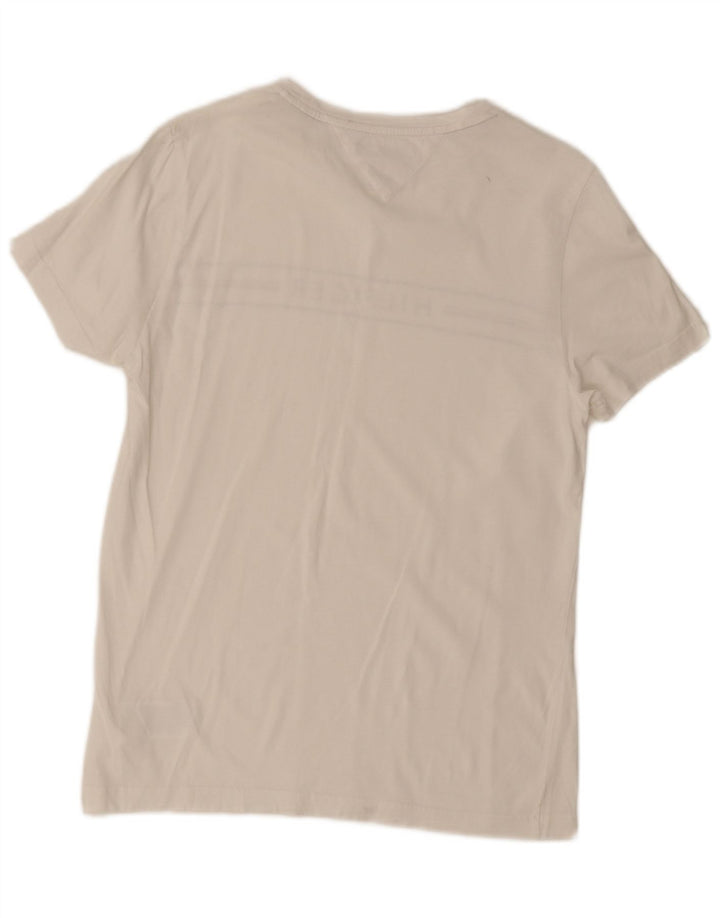 Tommy Hilfiger Herre grafisk T-shirt Top Medium Hvid Bomuld