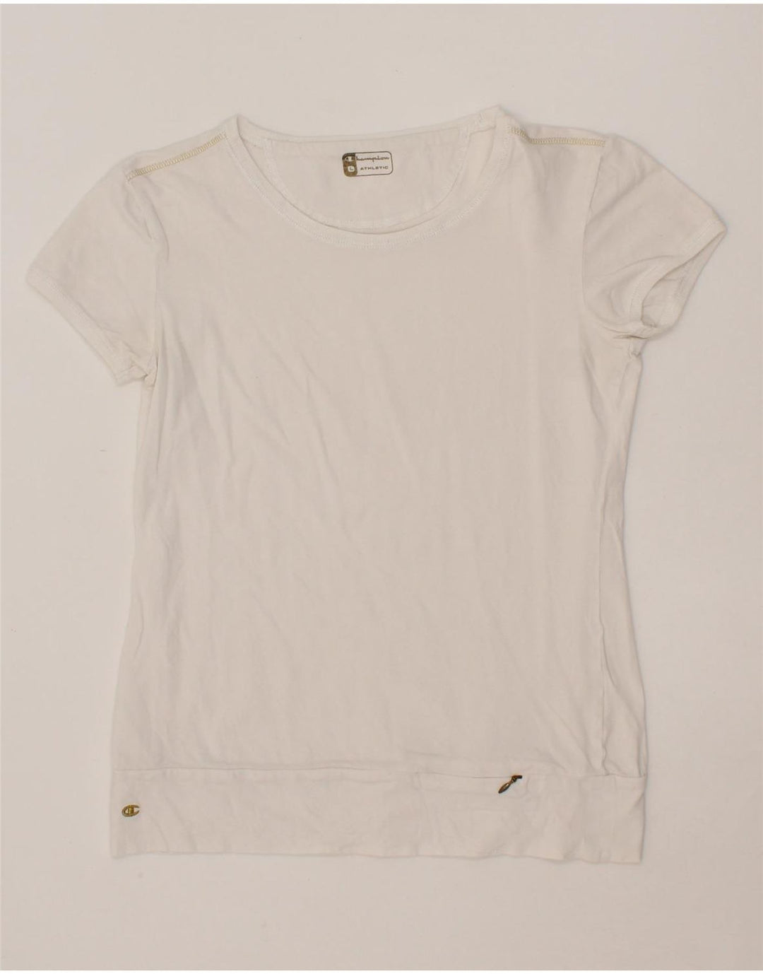 CHAMPION Womens T-Shirt Top UK 14 Large White Vintage Champion and Second-Hand Champion from Messina Hembry 