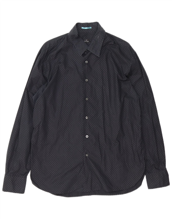 Paul Smith Herre Classic Fit skjorte XL sort plettet bomuld