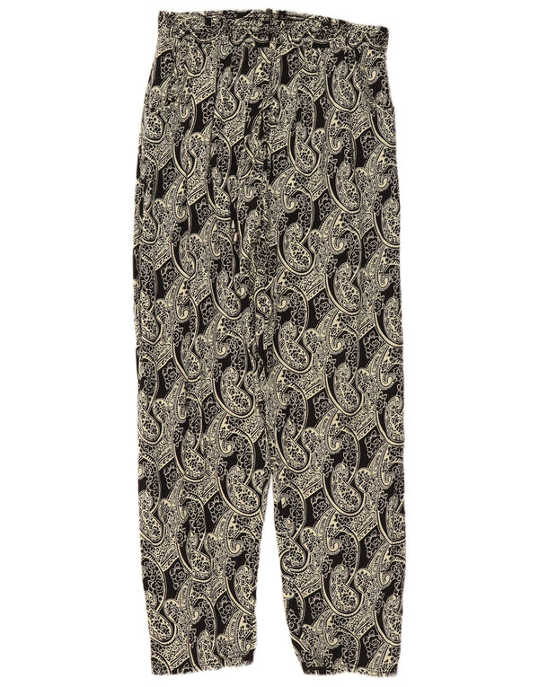 Vintage Dame Højtaljede Loose Fit Bukser XL W36 L29 Beige Paisley