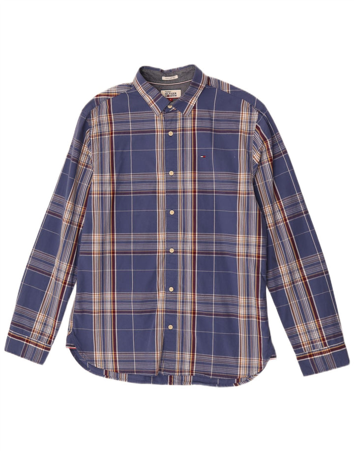 Tommy Hilfiger Herre Regular Fit skjorte Stor blå ternet bomuld
