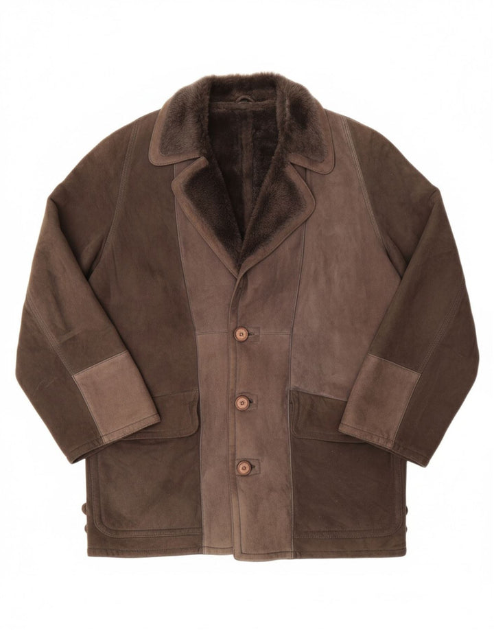 VINTAGE Mens Shearling Jacket IT 50 Large Grey Shearling Vintage Vintage and Second-Hand Vintage from Messina Hembry 