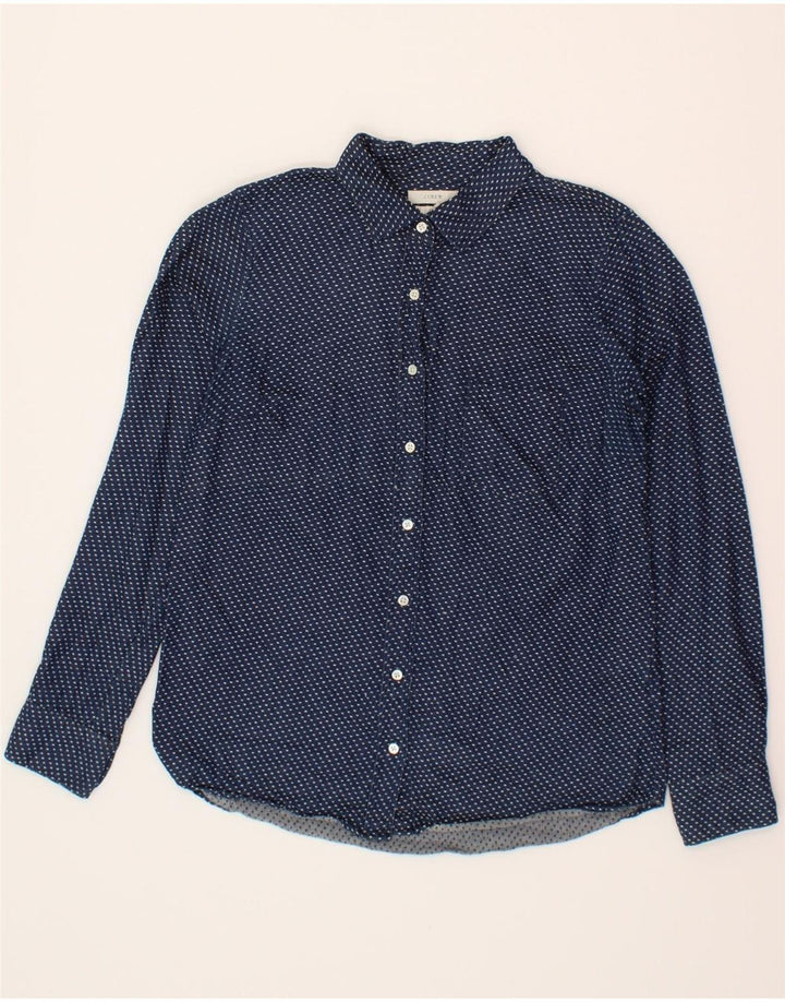 J. CREW Womens Boy Fit Shirt US 8 Medium Navy Blue Spotted Cotton Vintage J. Crew and Second-Hand J. Crew from Messina Hembry 