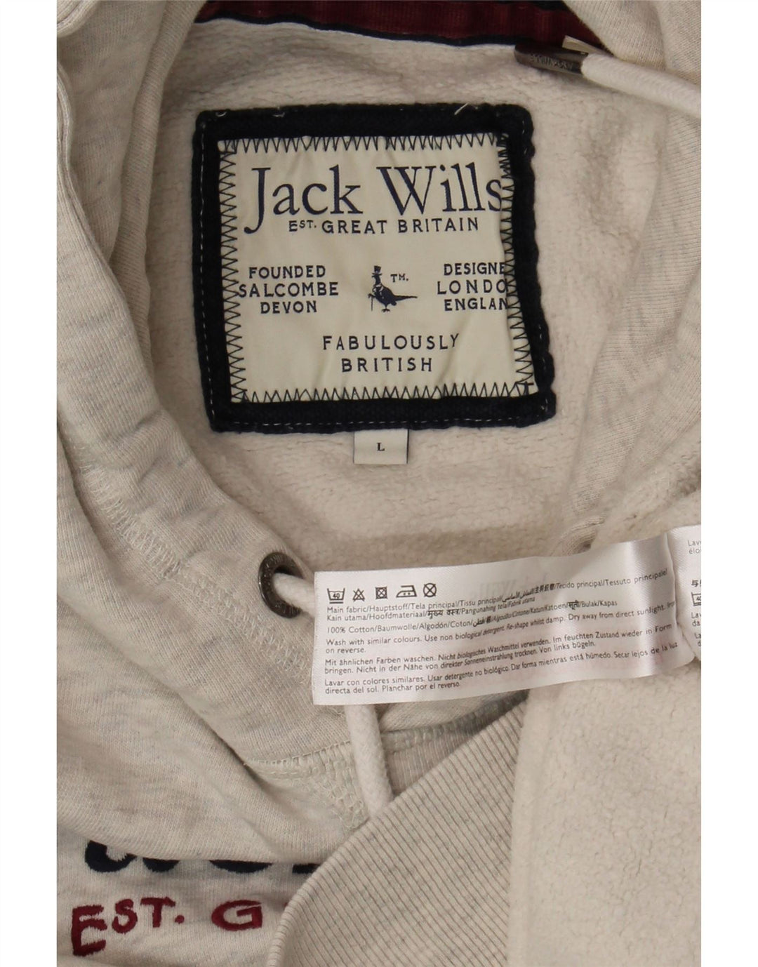 Jack Wills Grafisk hættetrøje til mænd, stor grå flækket bomuld
