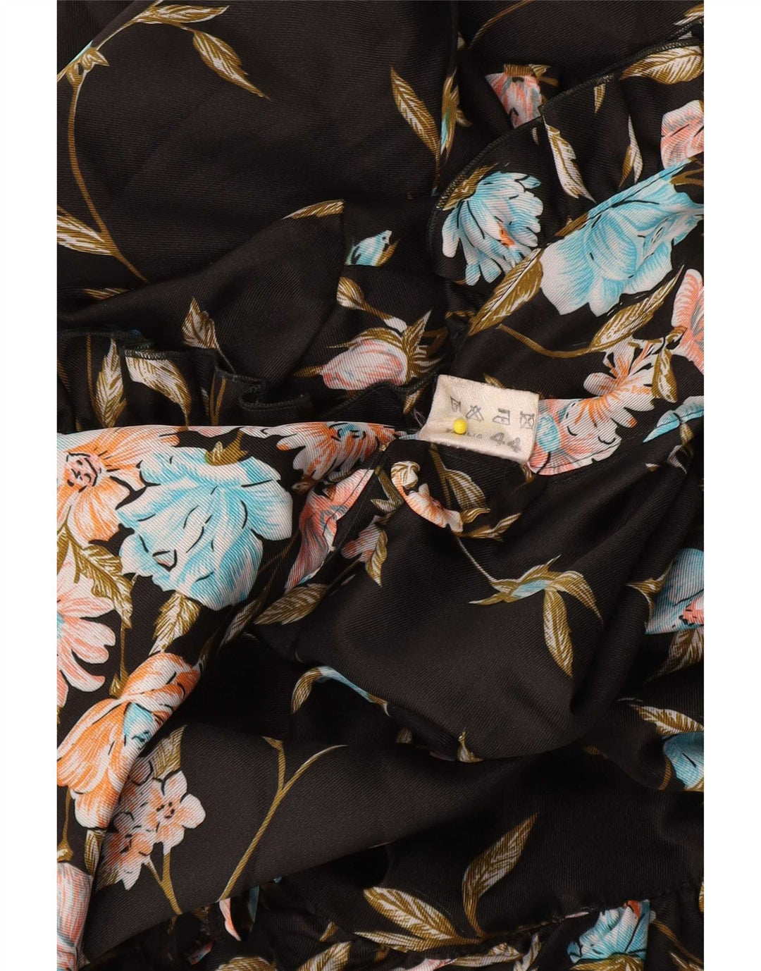 Vintage Dame Langærmet Robe Maxi Kjole IT 44 Medium Black Floral