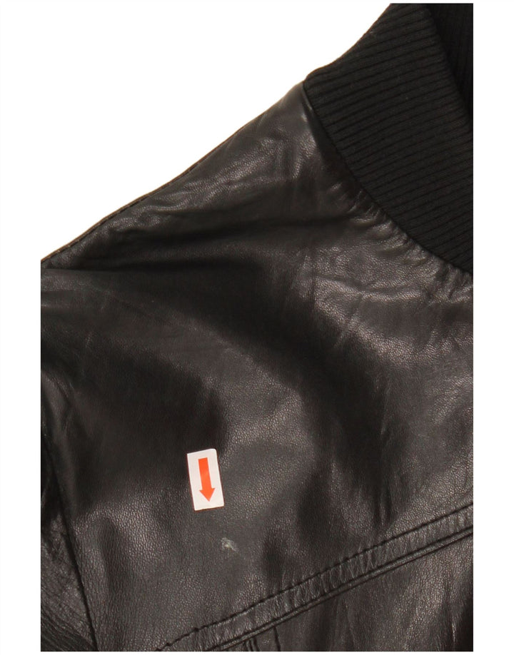 CINTI Womens Crop Bomber Læderjakke IT 46 Stor sort læder