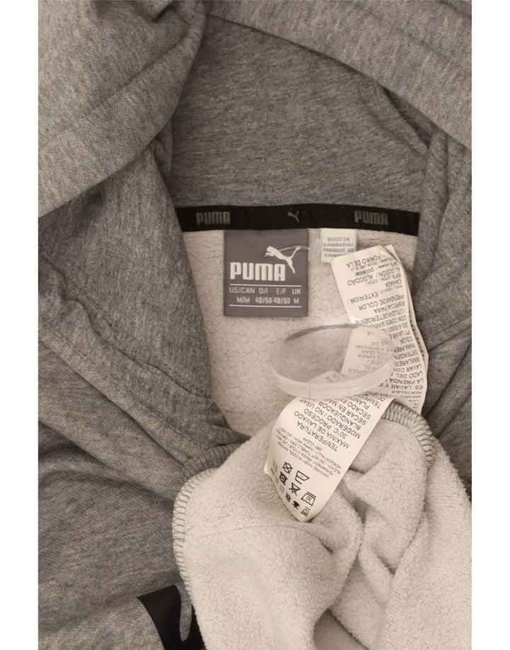 PUMA Mens Graphic Hoodie Jumper Medium Grey Cotton