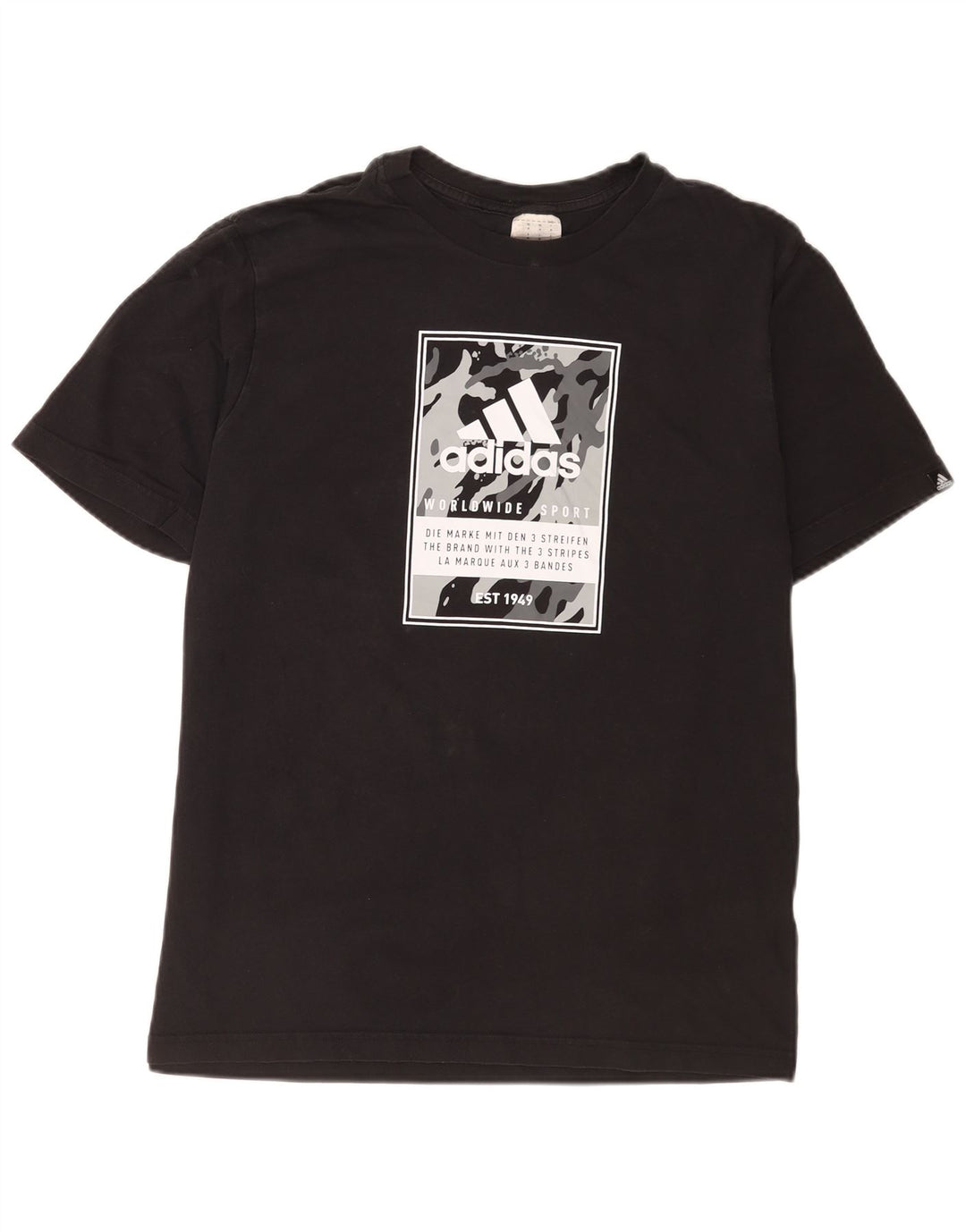 Adidas Herre grafisk T-shirt Top Medium Sort Bomuld