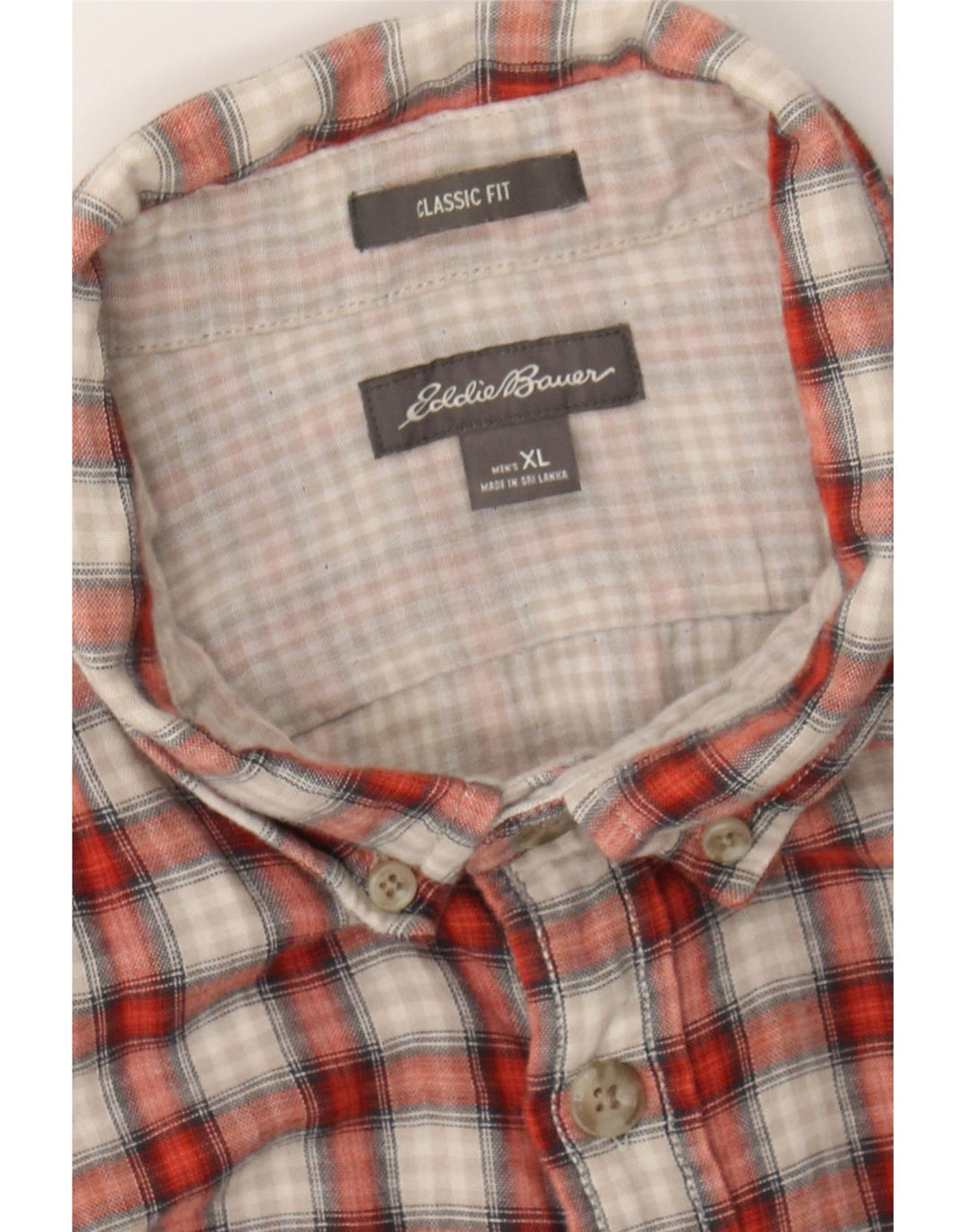 EDDIE BAUER Mens Classic Fit Flannel Shirt XL Red Check Cotton Vintage Eddie Bauer and Second-Hand Eddie Bauer from Messina Hembry 