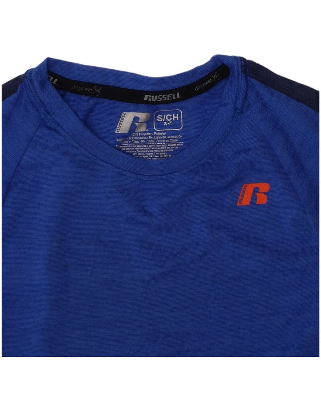 Russell Athletic Boys Dri-Power T-Shirt Top 6-7 år Lille Blå