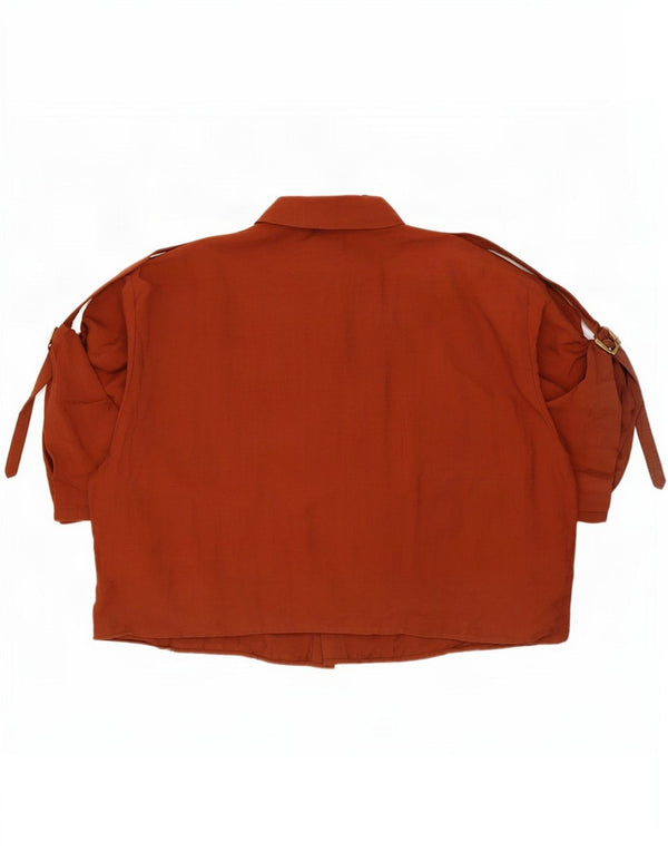 Zara Kortærmet Oversized Skjorte til kvinder UK 14 Medium Brun Lyocell