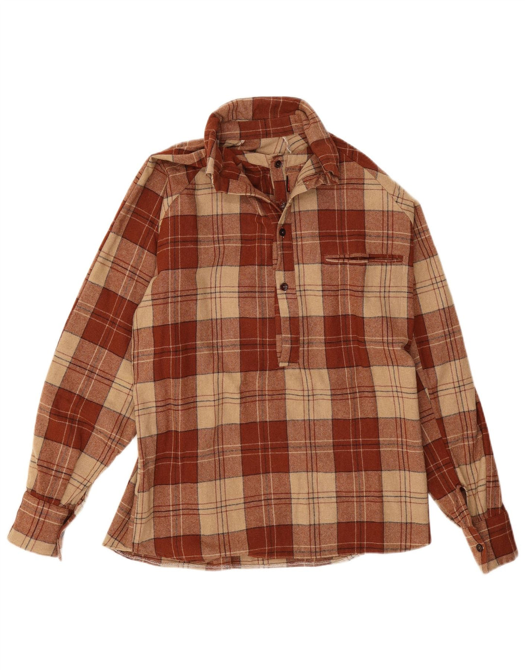 Vintage herre trøje flannel skjorte medium brun ternet