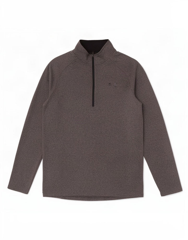 Under Armour Herre Heat Gear Zip Neck Pullover Træningsdragt Top Lille Grå