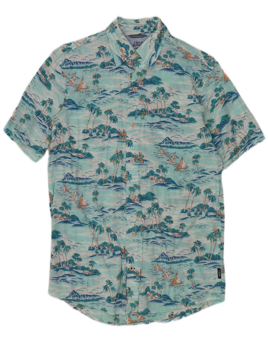 Izod Herre Relaxed Classics Shirt Small Turkis Floral Hawaiian
