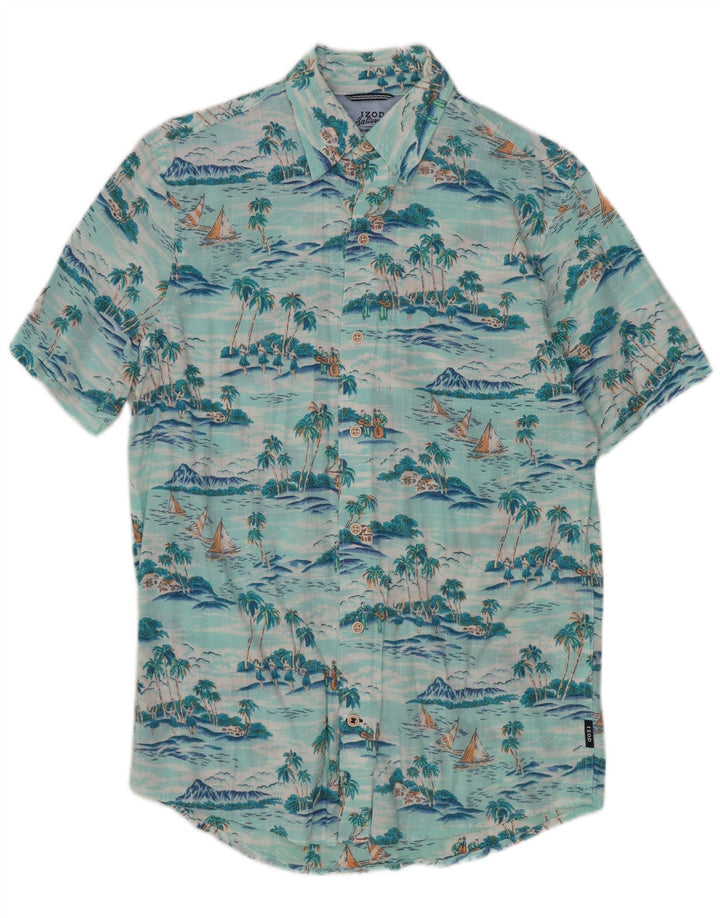 Izod Herre Relaxed Classics Shirt Small Turkis Floral Hawaiian