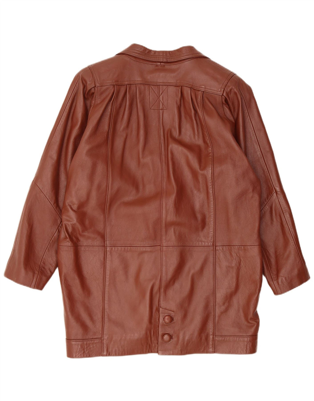 Vintage dameoversize læderfrakke UK 14 medium brunt læder