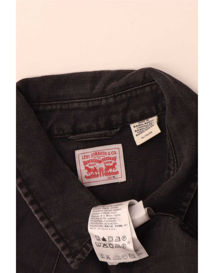 Levi's Dame Denim Shirt UK 18 XL Sort Bomuld