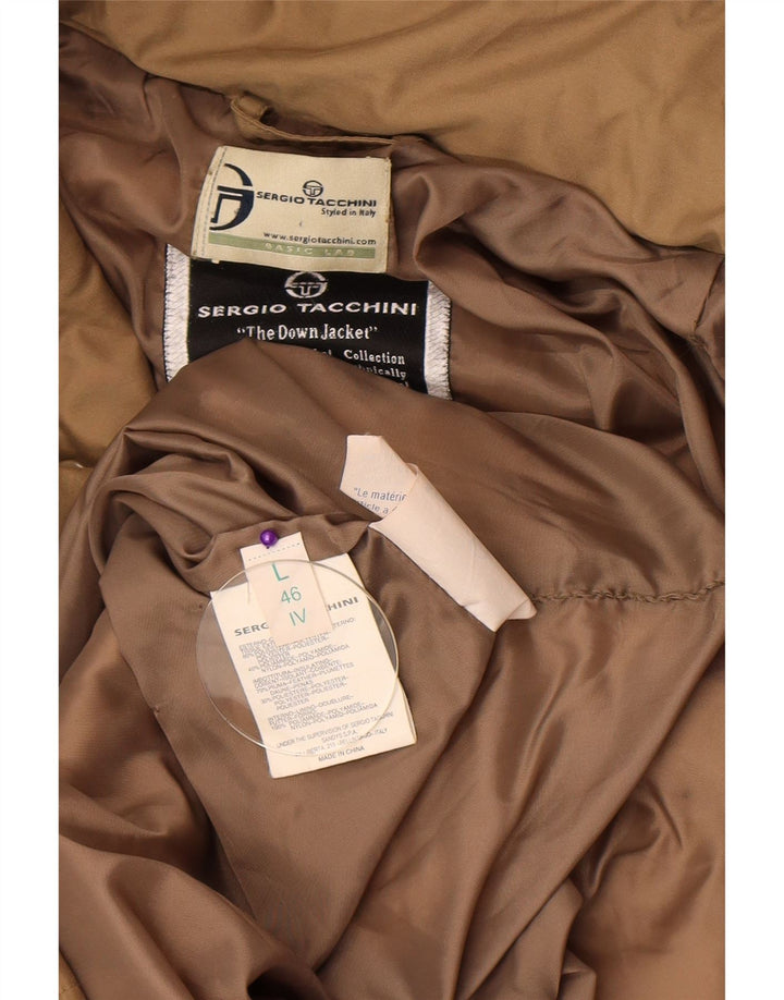 Sergio Tacchini Dame Hætte Polstret Frakke IT 46 Stor Beige Polyester