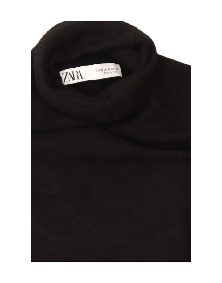 Zara Dame Rullehals Sweater UK 12 Medium Sort