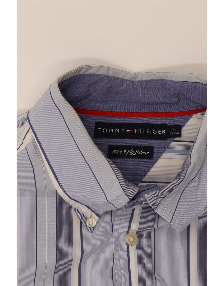 TOMMY HILFIGER Mens Shirt XL Blue Striped Vintage Tommy Hilfiger and Second-Hand Tommy Hilfiger from Messina Hembry 