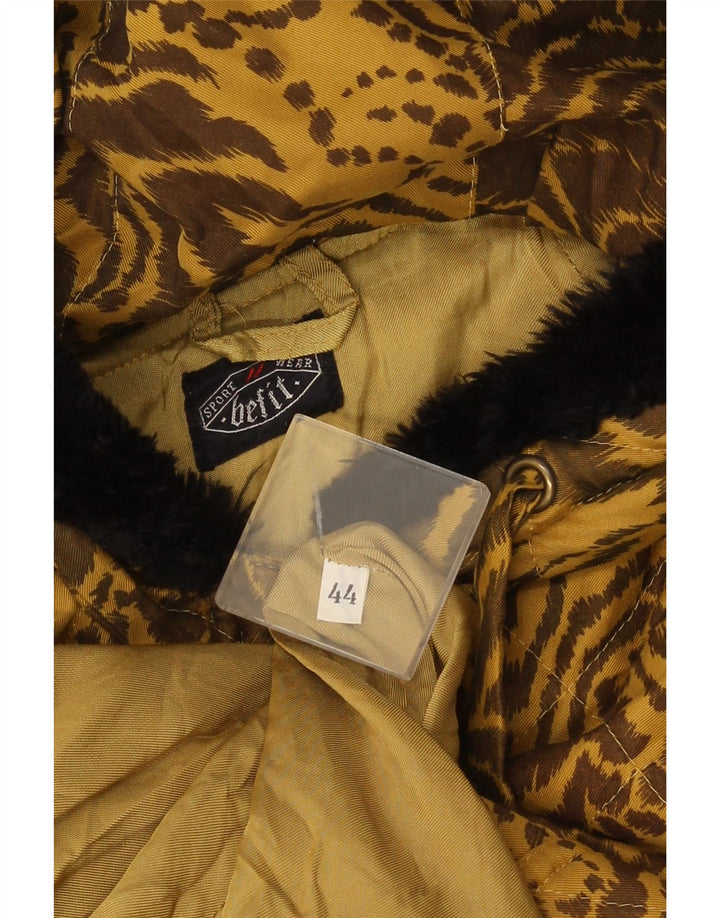 Vintage vindjakke med hætte til kvinder IT 44 Medium Brown Animal Print