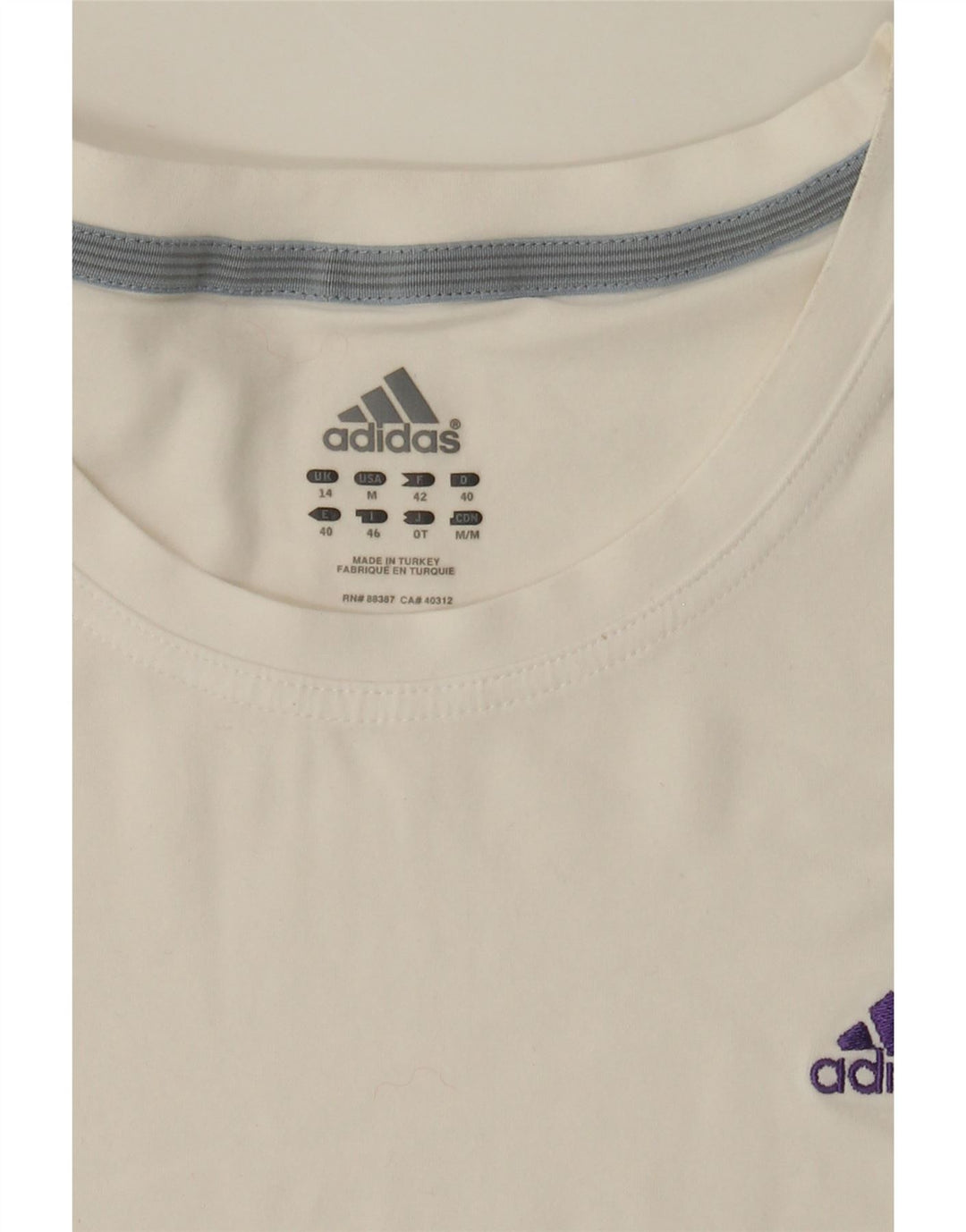 ADIDAS Womens T-Shirt Top UK 14 Medium  White Vintage Adidas and Second-Hand Adidas from Messina Hembry 
