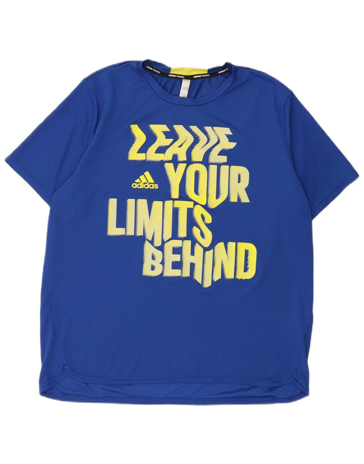 Adidas Herre Aeroready Grafisk T-Shirt Top Stor Blå Polyester
