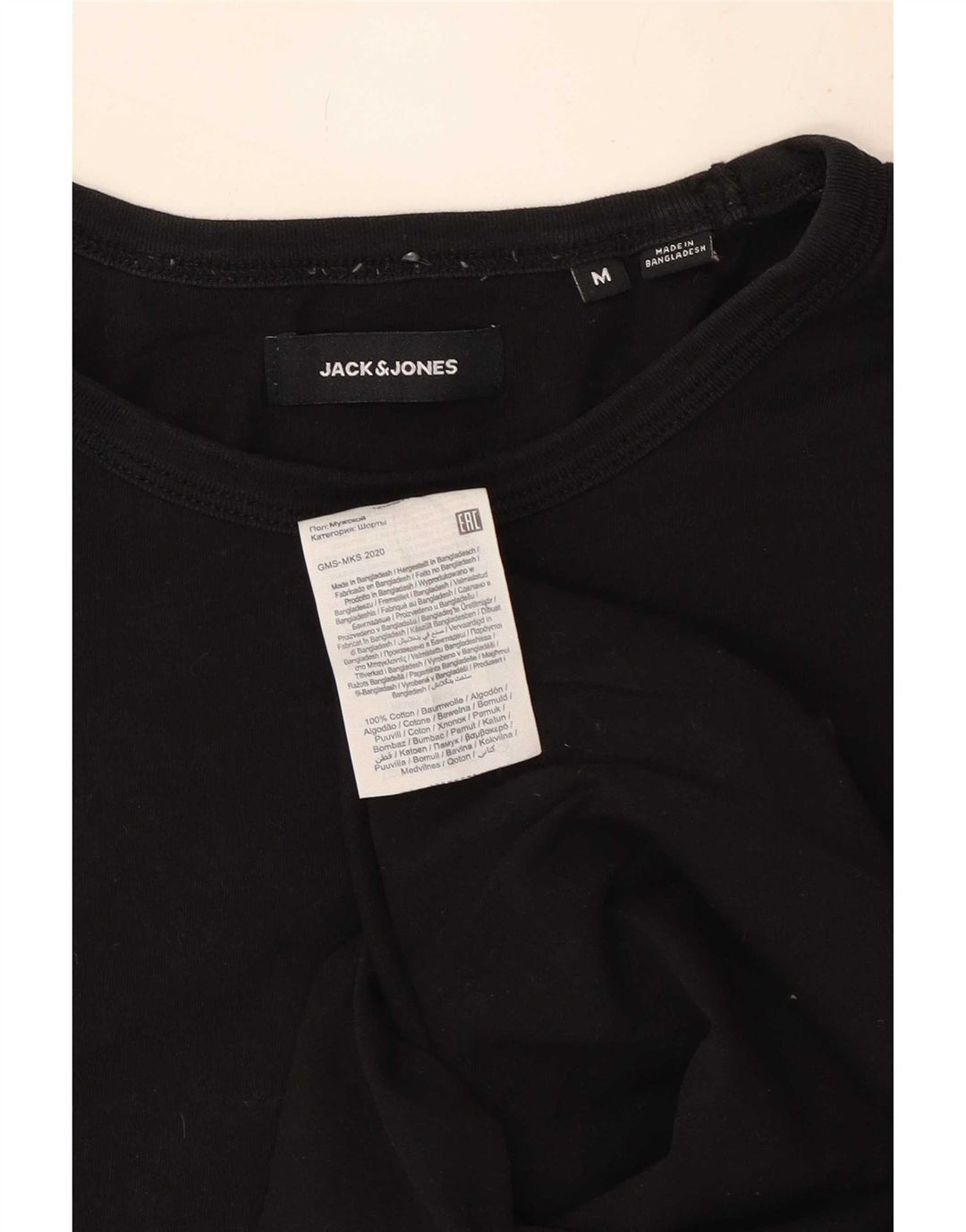 Jack & Jones Herre grafisk T-shirt Top Medium Sort Bomuld