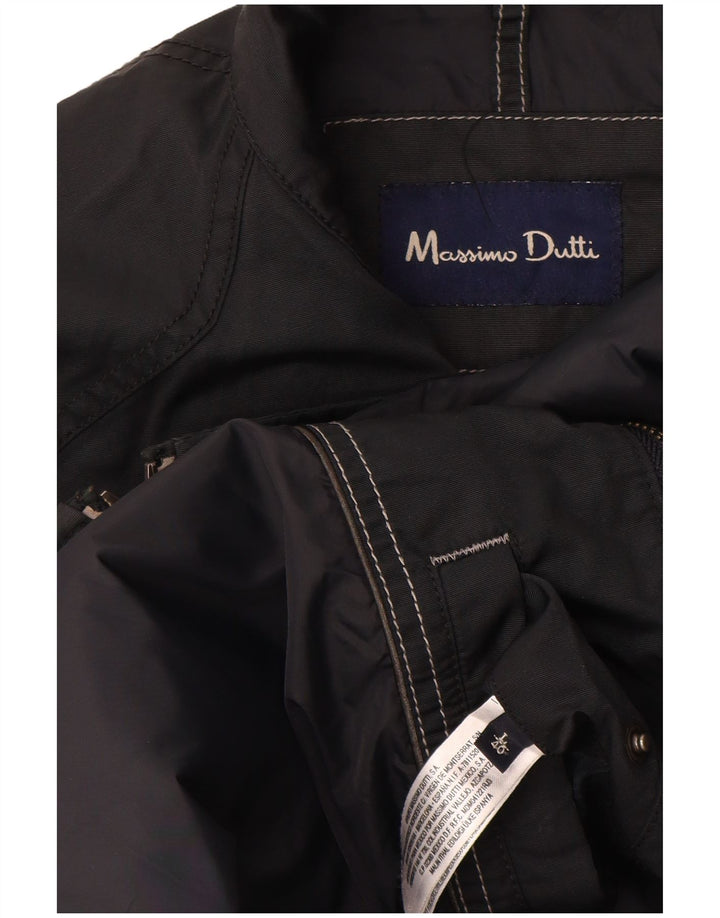 Massimo Dutti Herre Bomber Jacket UK 40 Large Black Polyacrylic