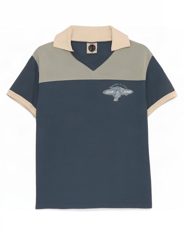 Maui and Sons Dame Polo Shirt UK 14 Medium Blue Colourblock Cotton