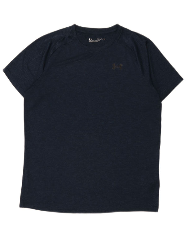 Under Armour Boys T-Shirt Top 13-14 år XL Navy Blue Flecked Polyester