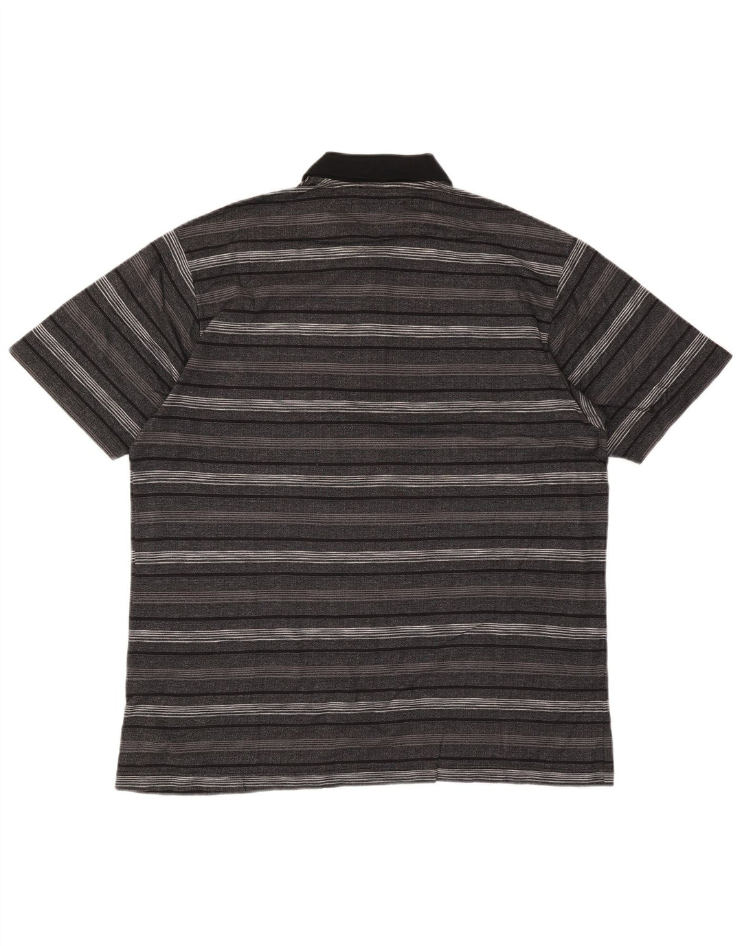 Vintage herre poloshirt stor grå stribet bomuld