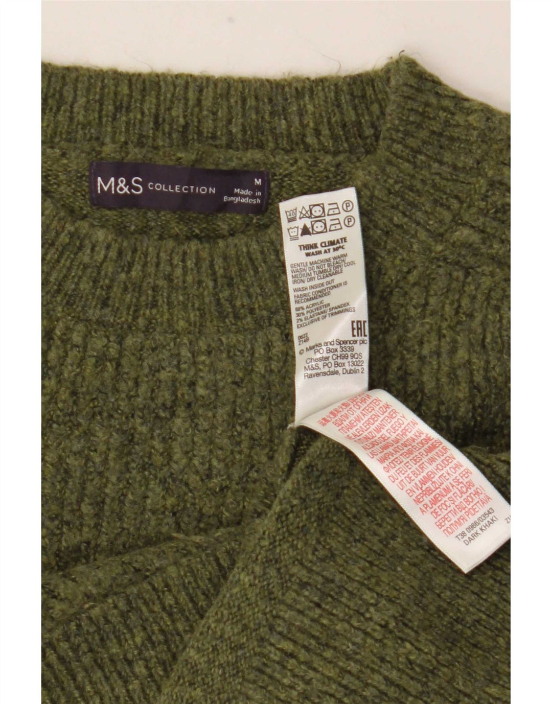 Marks & Spencer Dame sweater med rund hals DK 14 Medium Grøn Flecked